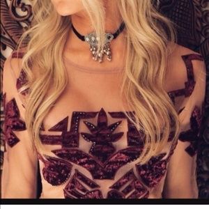 For Love and Lemons Vienna Crop Top sz SM